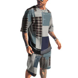 Men's Loose Printed Short Sleeve Sports Two Piece Set 91826064X