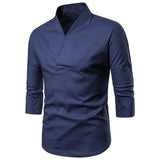 Men's Retro Solid Color Linen T -shirt 38070756X