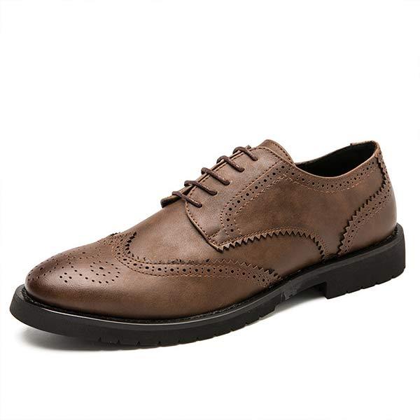 Mens Brogue Carved Leather Shoes 21806352 Brown / 6 Shoes