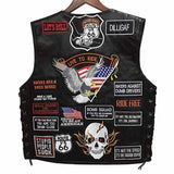 Mens Embroidered Badge Leather Cycling Vest 14570111A Vests