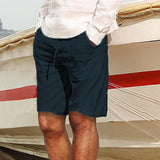 Men's Casual Solid Color Cotton And Linen Shorts 04767550Y