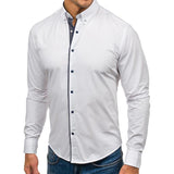 Men's Solid Color Lapel Long Sleeve Shirt 47822489M