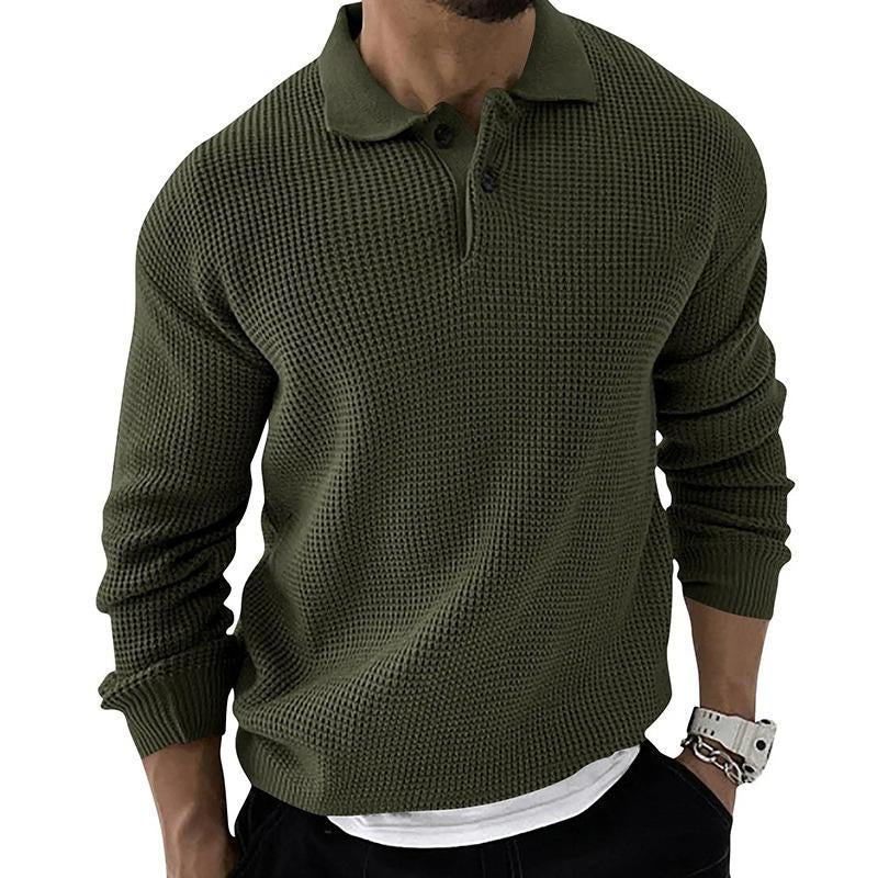 Men's Lapel Knit Button Pullover Sweater 68765777X