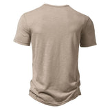 Men's Slub Cotton T-Shirt Men's Henley Collar POLO Shirt 40920170X