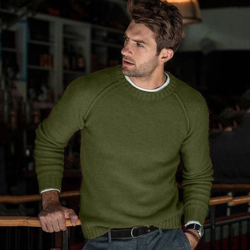 Maglione pullover in maglia con scollo rotondo tinta unita da uomo 85798282X