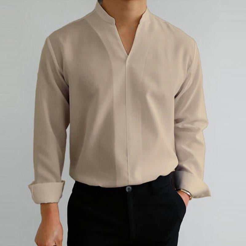 Men's Stand Collar Fitted Long Sleeve Shirt 47663072M