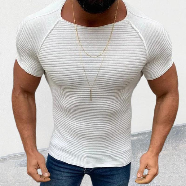 Men's Casual Slim Round Neck Short Sleeved Knitwear 59345509M