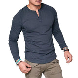 Men's Casual Solid Color Buttons Long Sleeve T-Shirt 47776809Y