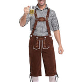 Men's Beer Plaid Lapel Shirt Suit Overalls 78744154X
