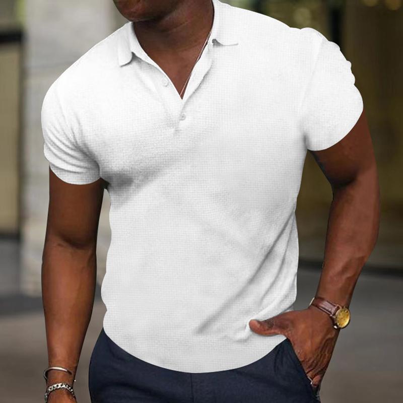 Men's Casual Slim Solid Color Short Sleeve Polo Shirt 04477231M