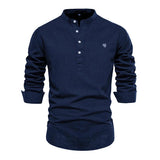 Men's Casual Slim Embroidered Long Sleeve Shirt 41971313M