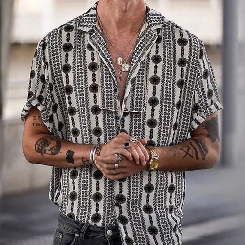 Camicia casual con stampa a bavero da uomo 68110811X