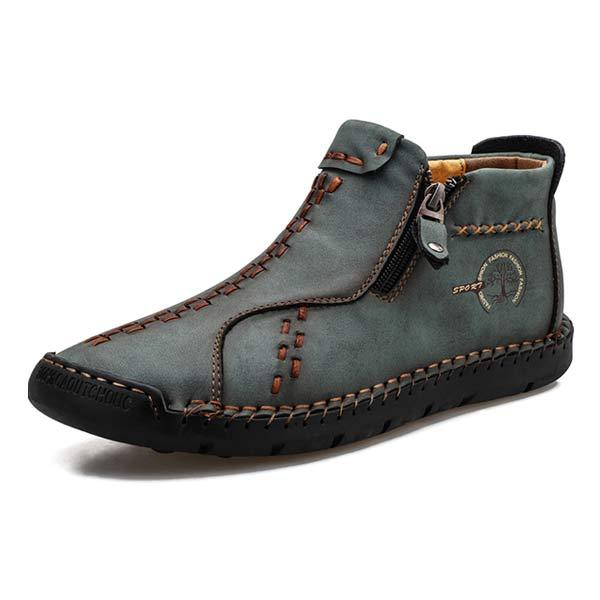 Mens Casual Leather Boots 97922599 Green / 6 Shoes