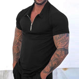 Men's Casual Solid Color Lapel Short Sleeve Polo T-Shirt 84914388Y