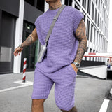 Men's Casual Knit Tank Shorts Set 19022948M