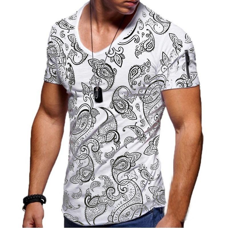 Men's Printed Round Neck Sports Short Sleeve T-Shirt 71547058X
