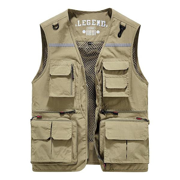 Mens Multi-Pocket Tactical Cargo Vest 53117159M Light Khaki / S Vests