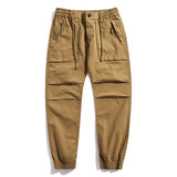 Men's Casual Washed Solid Color Loose Cargo Pants 13729394M