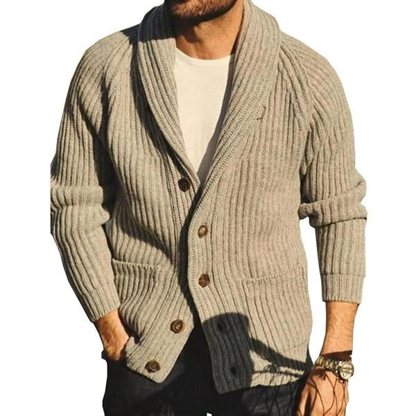 Veste en tricot à revers de couleur unie pour hommes 97390115X