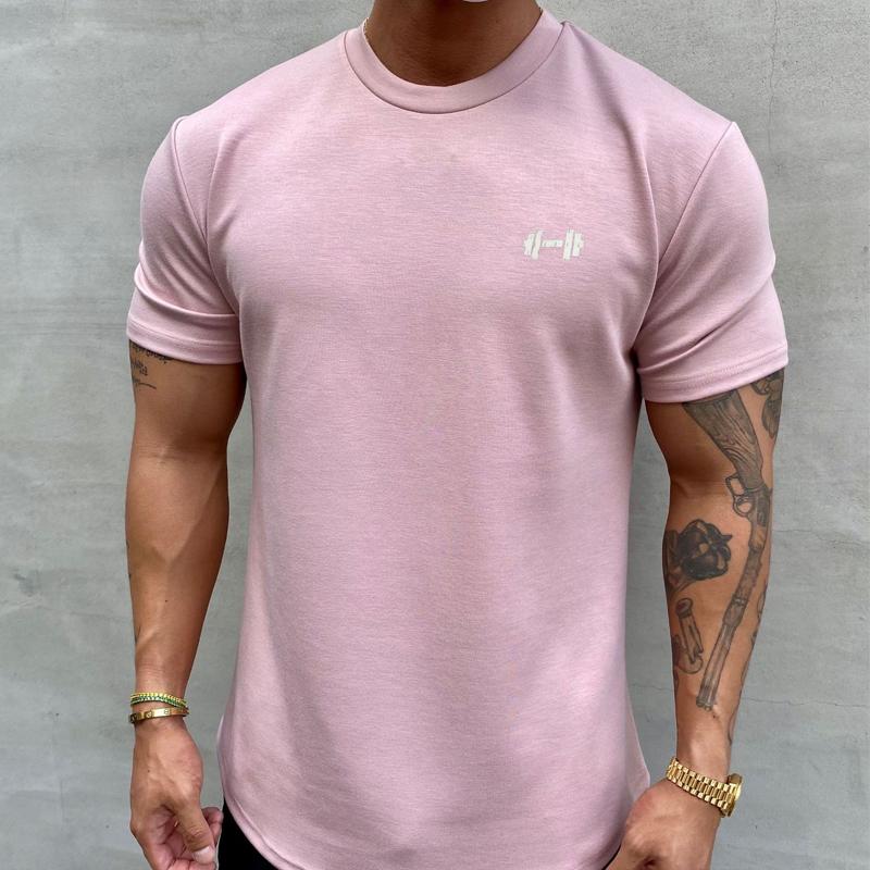 Men's Round Neck Solid Color Sports T-Shirt 21334021X