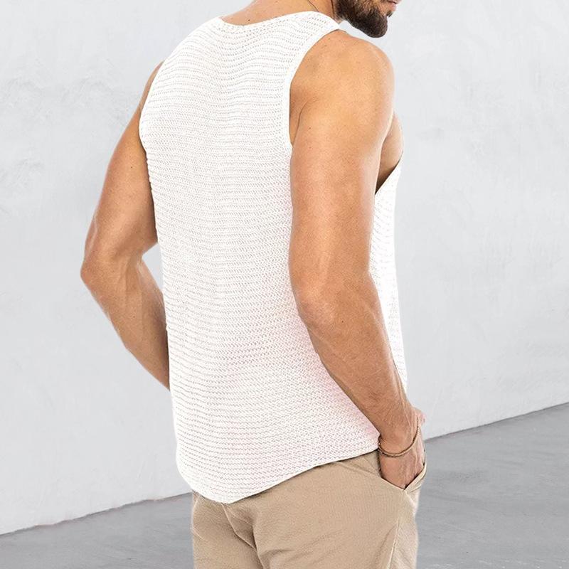 Men's Casual Loose Breathable Sleeveless Knitted Tank Top 35014523M