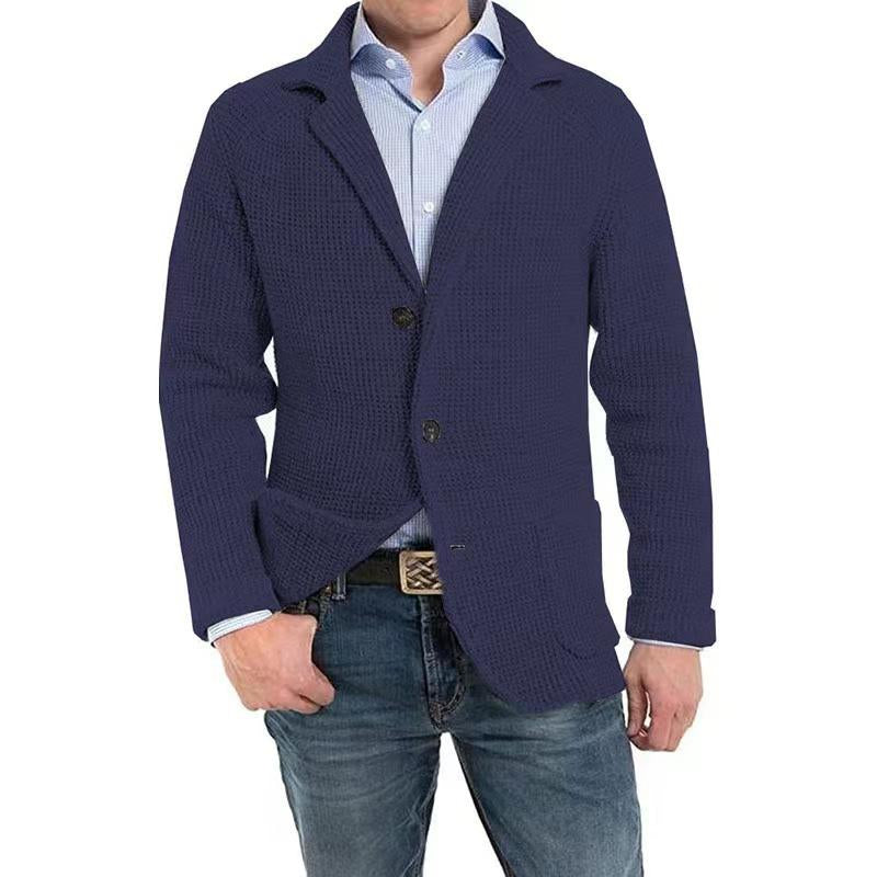 Men's Single Breasted Suit Collar Knit Jacket 37806554X