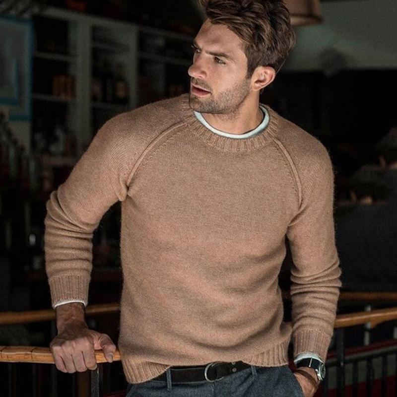 Maglione pullover in maglia con scollo rotondo tinta unita da uomo 85798282X