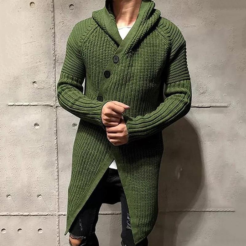 Men's Casual Mid-Length Hooded Knitted Cardigan 87960312M