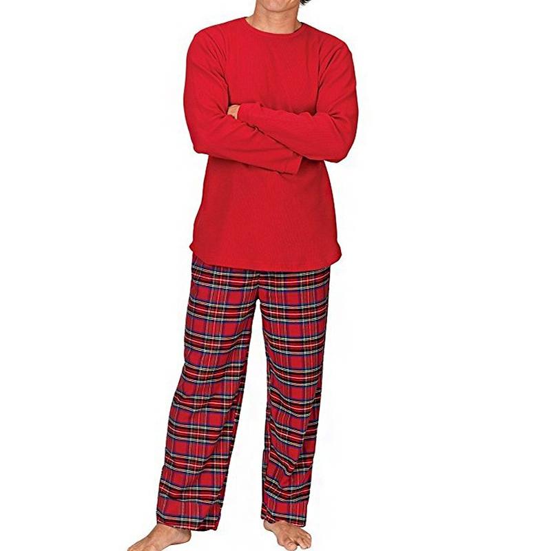 Men's Plaid Print Long Sleeve Pajama Set 27495661Y