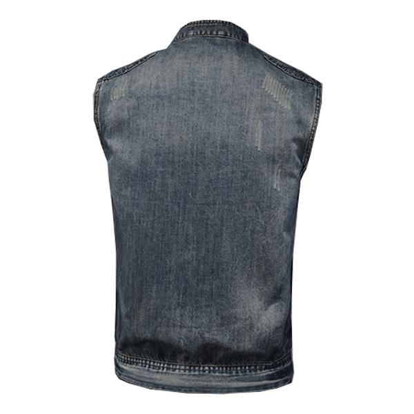 Men's Retro Stand Collar Denim Vest 85527181M