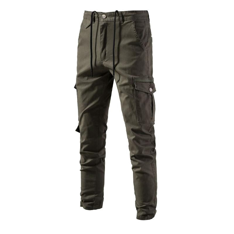 Men's Casual Solid Color Multi-pocket Overalls 80694657X