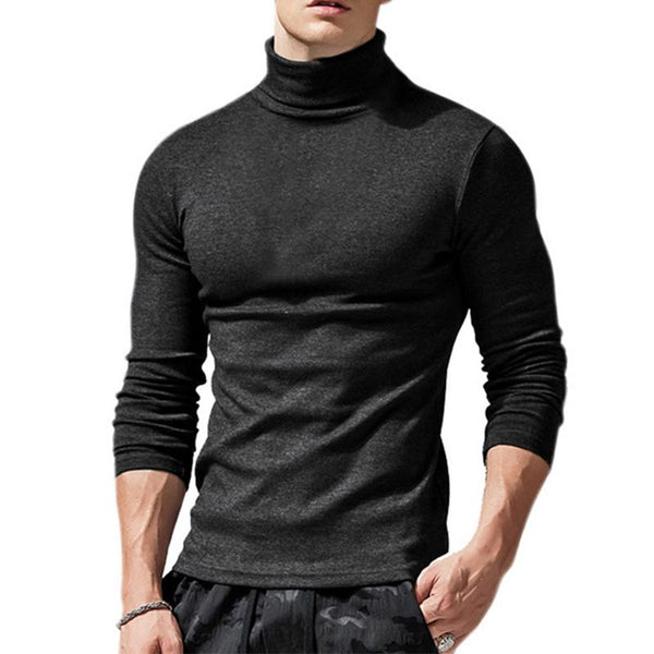 Men's Casual Turtleneck Solid Color T-Shirt 05847555M