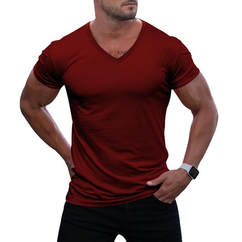 Men's Casual Tough Guy V-Neck Short Sleeve T-Shirt 46187177Y