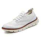 Mens Brogue Casual Leather Shoes 08195238 White / 7 Shoes