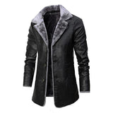 Men's Casual Lapel Fleece Thick Fur All-in-one Trench Coat 43802502M