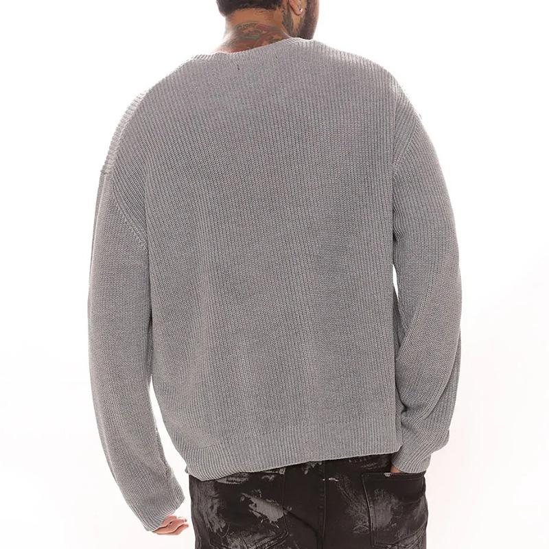 Men's Solid Color Round Neck Pullover Sweater 53935106X