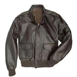 Men's Vintage Lapel Air Force Leather Jacket 31415699M