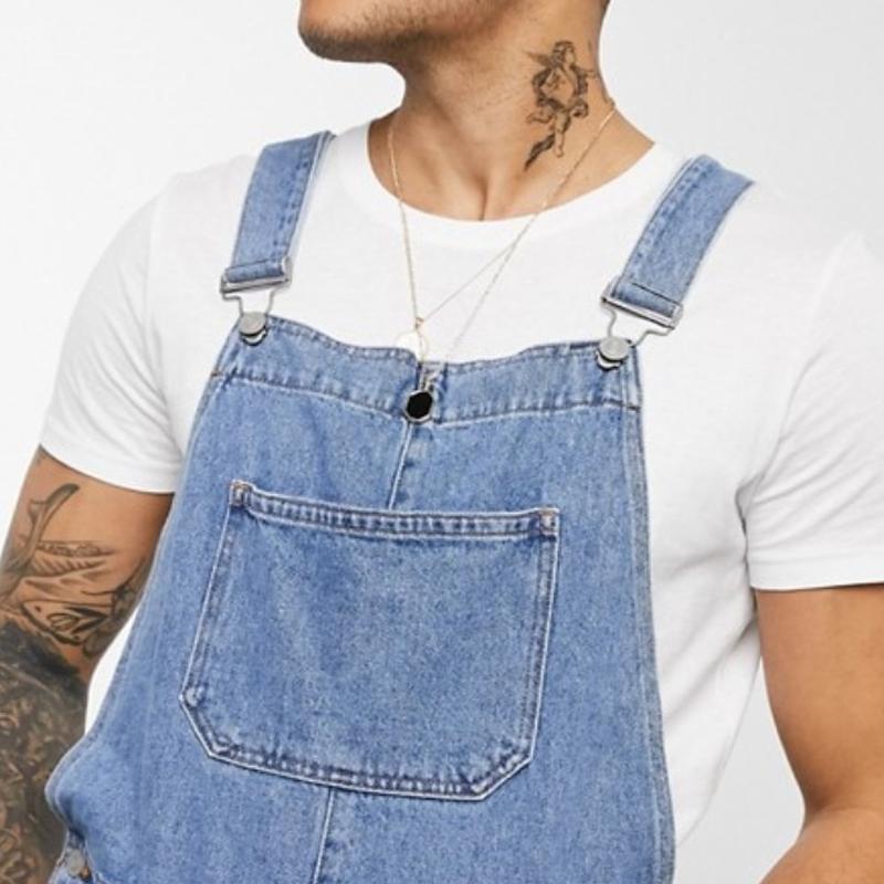 Men's Casual Vintage Denim Shorts Overalls 70861382Y