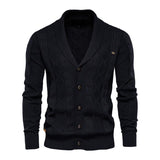 Men's V-Neck Long Sleeve Thick Knit Sweater Jacket 32951109M