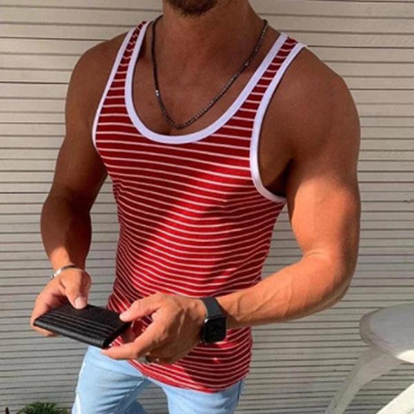 Men's Casual Striped Sports Tank Top 75729762M