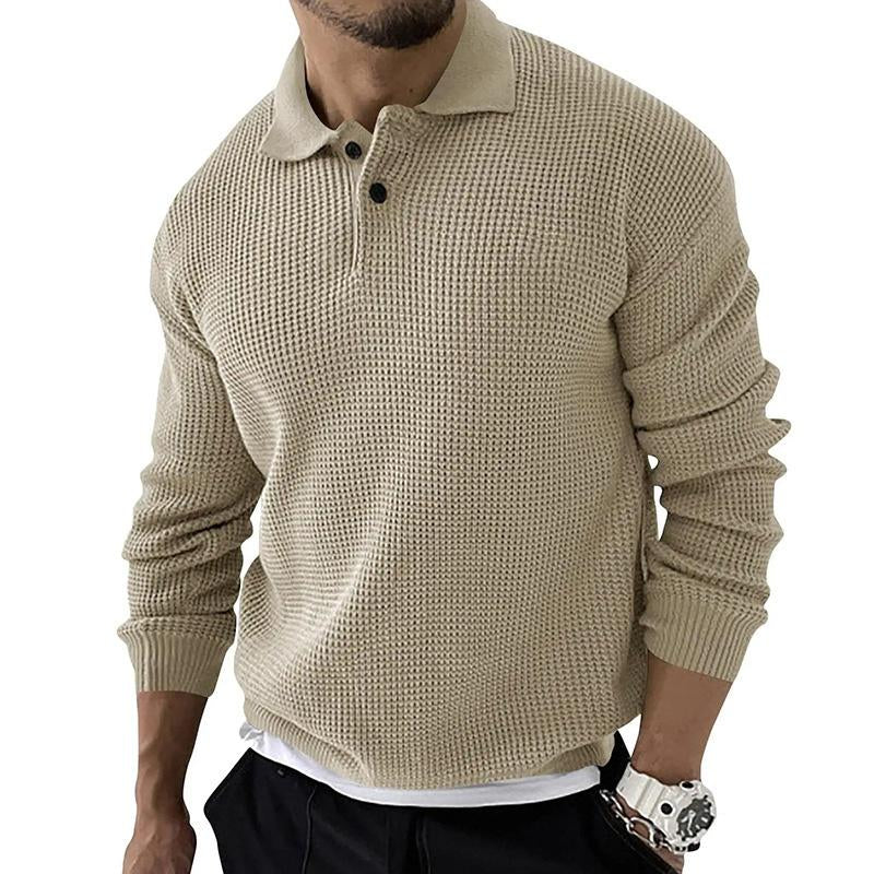 Men's Lapel Knit Button Pullover Sweater 68765777X