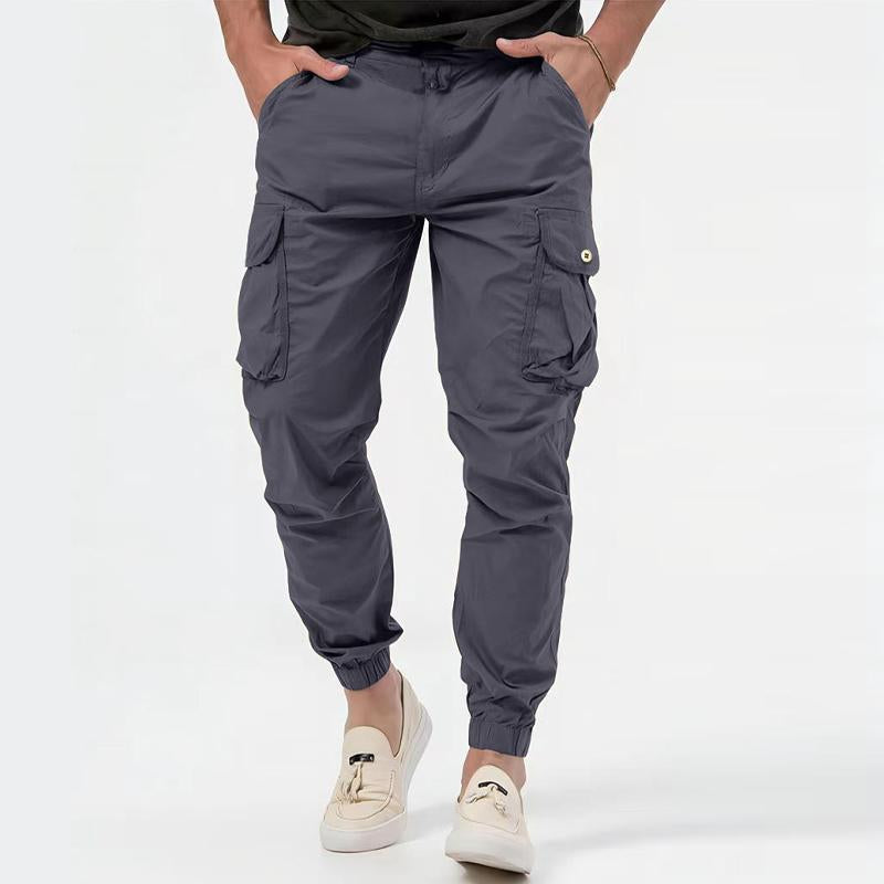 Pantalones cargo con bolsillos tridimensionales de color sólido para hombre 10815009Y