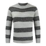 Men's Leisure Round Neckline Striped Sweater 52292053M