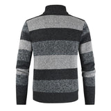 Men's Colorblock Stand Collar Cardigan Knit Jacket 13151620X