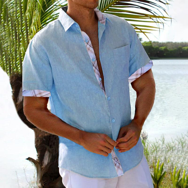Men's Hawaiian Beach Vacation Shirt Short Sleeve Cardigan Shirt 30392651X