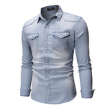 Mens Slim Casual Denim Shirt 10761350M Light Blue / M Shirts & Tops