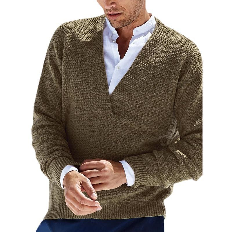 Men's Slim Fit Long Sleeve V-Neck Knit Pullover Sweater 57994922M