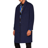 Men's Lapel Solid Color Long Trench Coat 72224458X