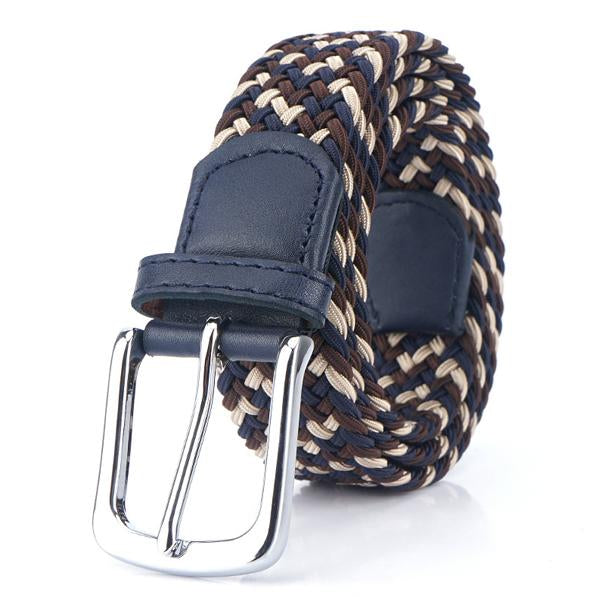 Mens 3.4Cm Woven Elastic Elastic Belt Dark Blue And Coffee / 105Cm Belts