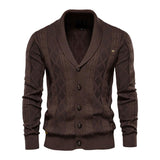 Men's V-Neck Long Sleeve Thick Knit Sweater Jacket 32951109M